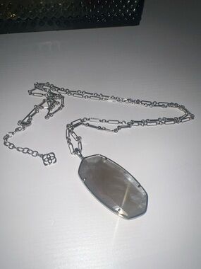 Kendra Scott Silver Necklace with Gray Faceted Pendant